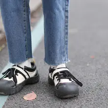 レディース ヴィンテージ風 ハイウエスト デニムパンツ【ストレート・クラフト加工・九分丈】