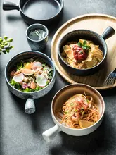 オーブン対応 チーズ焼き飯サラダボウル【創造的な防熱取っ手付き・スープ・麺・フルーツ用】