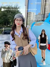レディース 春秋用 ニットベスト【ブラック・短丈・ノースリーブ・重ね着対応】