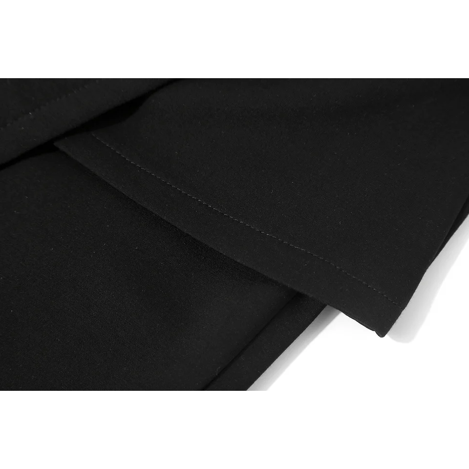 不規則デザインのフィット微フレアパンツ【春夏用・シンプル・ロング丈】