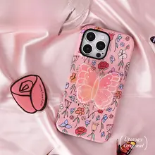スマホリング 回転 伸縮 折りたたみ 粘着式 チューリップ 蝶々 少女 春 花柄 女性向け「Ufology」
