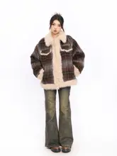 チェック柄デザインのレディース冬用コート【極上の柔らかさ・ウール混・厚手】