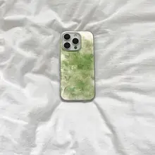 透明なグリーンのフェザー蝶デザインiPhoneケース【対応機種：iPhone 17 Pro Max・16 Pro・15・14・13】