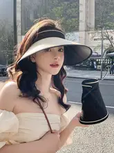 日除けの広いつば付き折りたたみ草帽子【UVカット・通気性・女性用】