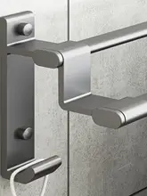 浴室用スペースアルミ製タオルハンガー【穴あけ不要・ダブルバー・シンプルデザイン】