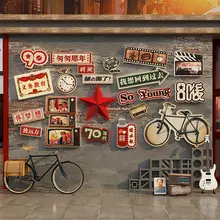 レトロな飲食文化を表現！火鍋焼肉店用 壁面装飾ステッカー【創造的デザイン】