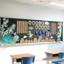 国風 月テーマの黒板報【春節 教室装飾用】