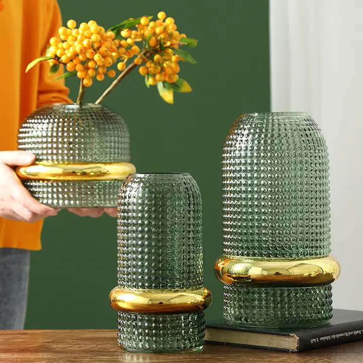 2点セット 2色ガラス花瓶【透明・水栽培用・シンプルデザイン・リビング用】