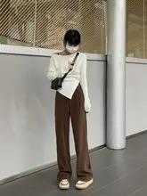 秋冬用 厚手ニットワイドパンツ【ハイウエスト・スリム効果・ストレートシルエット】