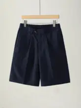 ハーフパンツ メンズ リヨセル混紡 ウエストギャザー ストレート 膝下丈 カジュアル 夏 通気性 立体裁断 「LUUD」