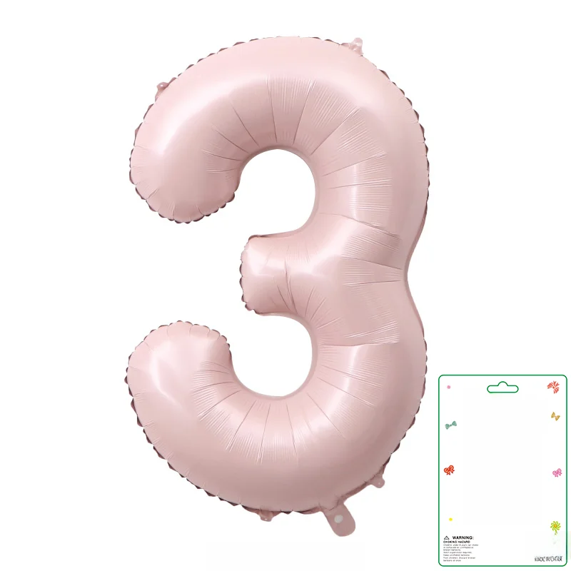 マット仕上げのベビーピンク数字アルミ風船【誕生日パーティー・飾り付け用】