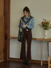 レトロコーデュロイフレアパンツ【スリムデザイン】