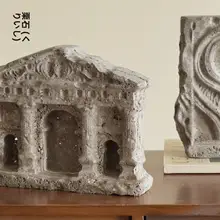 古代ローマ風洞石建築の彫刻置物【侘び寂びのインテリアアート】