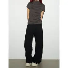半高リブデザインのアメリカンスタイルTシャツ【涼感・フィット感・通勤にも最適】