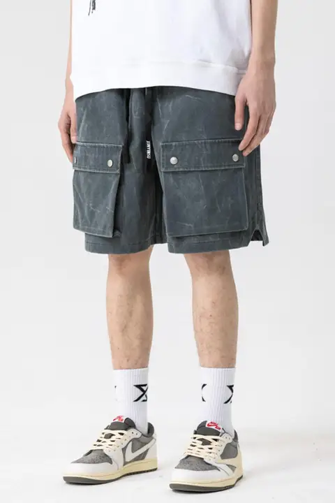 XINYINSU メンズ ワイドフィット工場用ショートパンツ【アメリカンスタイル・ドローストリング・大きなポケット・夏用・カジュアル】