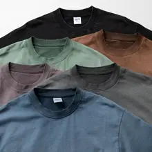 アメリカンヴィンテージ風 ルーズフィット コットン丸首短袖Tシャツ【ウォッシュ加工・クラッシュデザイン】