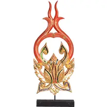 タイ輸入の手彫り木製蓮花飾り【リビングや玄関用】