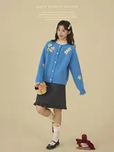 手編み立体花モチーフニットカーディガン【上品なデザイン】