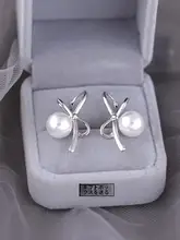 925純銀バレエリボンパールイヤリング【上質デザイン・軽やかさ】