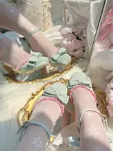 高めの太ヒール ロリータ風 サマーサンダル【女性用・カジュアル・柔らかい履き心地】