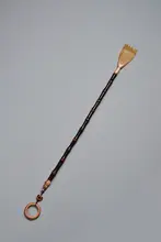 紫竹製 竹製抓痒器【牛角装飾・茶道具】