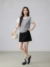 高腰Aラインブラックタイトスカート【シンプルデザイン・春夏用・防透け】