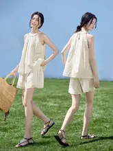 ボヘミアン風カシューナッツプリントシャツとワイドレッグショートパンツ【夏用・リゾートスタイル】（セットアップ対応）