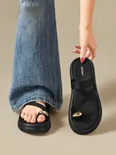 厚底ビーチサンダル【黒・フレンチスタイル・トングデザイン】
