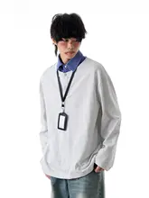 アメリカンビンテージ風ポロシャツ【春秋用・長袖・ゆったりフィット・カジュアル】（セットアップ対応）