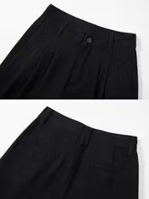 肌理感のあるブラックデニムパンツ【女性用・ハイウエスト・ワイドレッグ・フィット】（セットアップ対応）