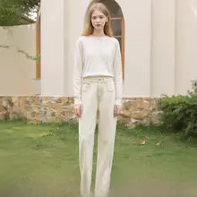 オフィスカジュアルに最適なストレートデニムパンツ【ゆったりシルエット・洗練デザイン】（セットアップ対応）