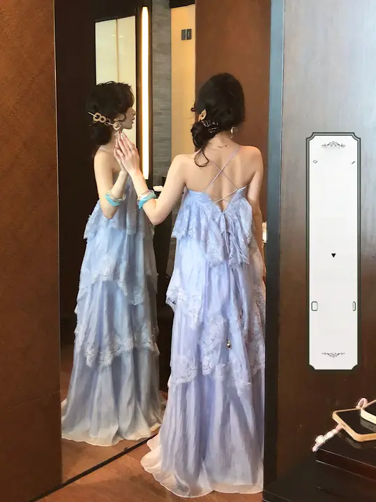 美しいレースキャミソール付きドレス【多層ケーキデザイン・春用・女性用】