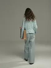 手作りの飛沫染め 高品質デニムパンツ【オフィスカジュアル】