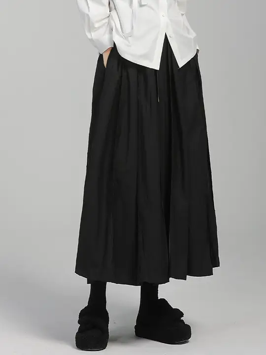 高腰デザインのAラインスカート【秋冬用・百褶・ワイドレッグ】