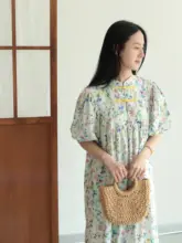 大人用立襟パフスリーブワンピースのデザイン型紙【日本デザイン・布で再現】（セットアップ対応）