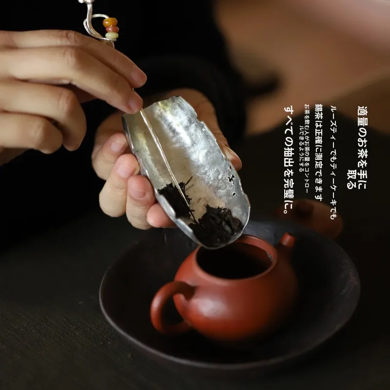 手作り純スズ製不規則なデザインの茶則：レトロハンマートーンの茶道使用実態と特性解析