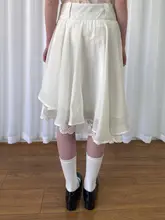 レース切り替えのフレアスカート【夏用・軽やか・スタイルアップ効果】