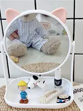 大きな高精細デスクトップ化粧鏡【収納付き・プリンセスデザイン】