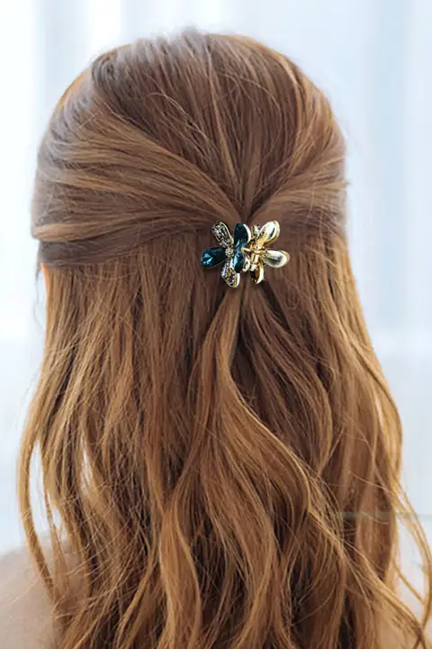 後頭部用ハーフアップヘアクリップ【高級感・小型・女性用】