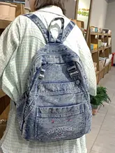 デニム生地のリュックサック【カジュアル・軽量・学生用・旅行・通学】