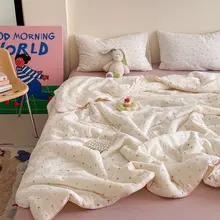 清新なデザインのダブルレイヤーコットンサマーブランケット【全棉・二人用・極上の柔らかさ】（セットアップ対応）