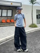美式レトロサイドポケット付きカーゴパンツ【ハイウエスト・カジュアルワイドレッグ・ストリートファッション】