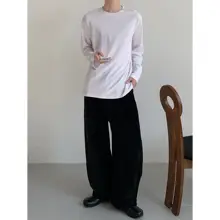 長袖Tシャツ メンズ コットン100% クルーネック 防シワ加工 肌触り良い ホワイト インナー カジュアル 上品
