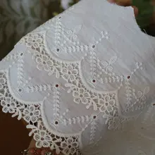 水洗杏色 コットンエンブロイダリーフラワーレース【衣服用・服の接ぎ合わせに最適】
