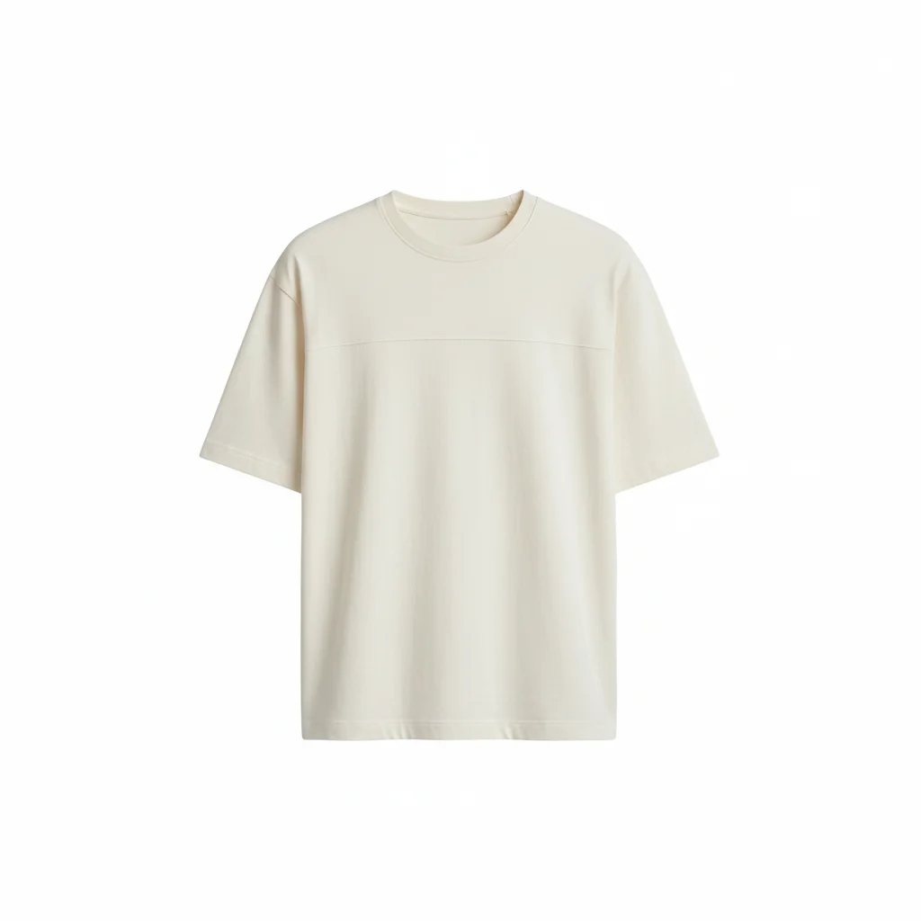 エクリュのクルーネック半袖Tシャツ