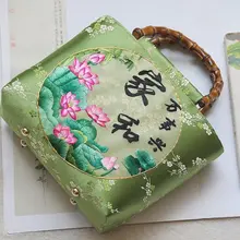 手提げ式竹節デザイン刺繍トートバッグ【中国風・一肩掛け・花柄】