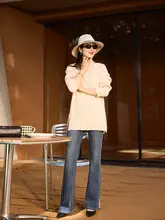 COLINWANG ニットトップスと8分丈パンツセット【モンゴル山羊毛・シンプルデザイン・スタイル】
