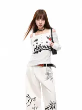 肩出しデザインの女性用長袖Tシャツ【春季・ショート丈・デザインスリーブ】