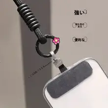 珍しい花模様の丸型携帯ストラップクリップ【超薄型・回転パッド・充電に影響なし・金属製】