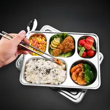 304ステンレス製 お弁当箱【仕切り付き・4分格・家庭用・ビジネス向け】